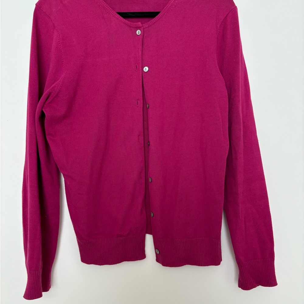 Lands End Women's Pink Cardigan Sweater Size M